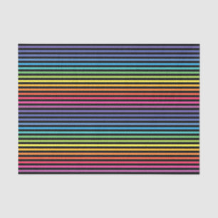 Black Rainbow Horizontal Stripes Wrapping Paper