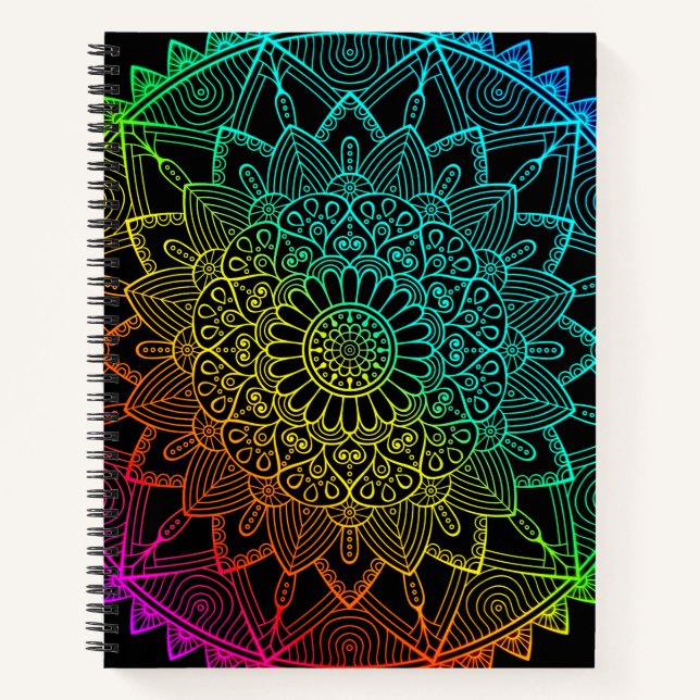 Black Rainbow Mandala  Notebook (Front)