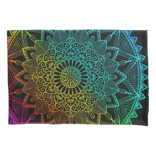 Black Rainbow Mandala Pillowcase
