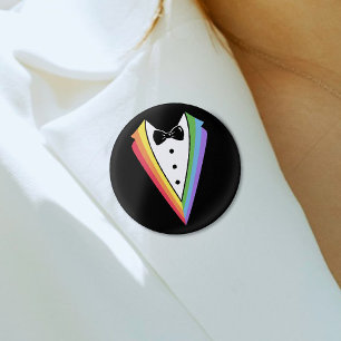 Black Rainbow Personalised Groomsmen Gay Pride 3 Cm Round Badge