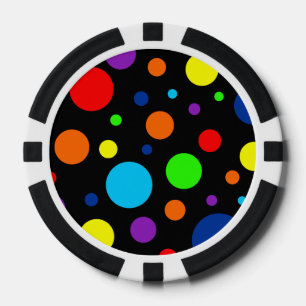 Black Rainbow Spots Poker Chips