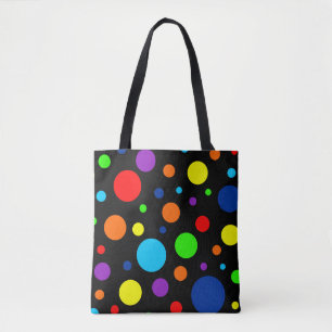 Black Rainbow Spots Tote Bag