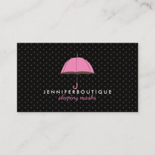 Black Raining Winter Polka Dots Umbrella Business Card