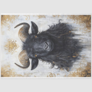 Black Ram Goat Portrait Decoupage Tissue Paper