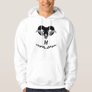 Black Ram with Twisted Horns Silhouette Monogram Hoodie
