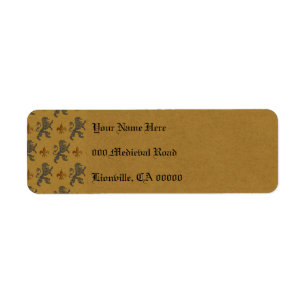 Black Rampant Lions and Fleur de Lis Return Address Label