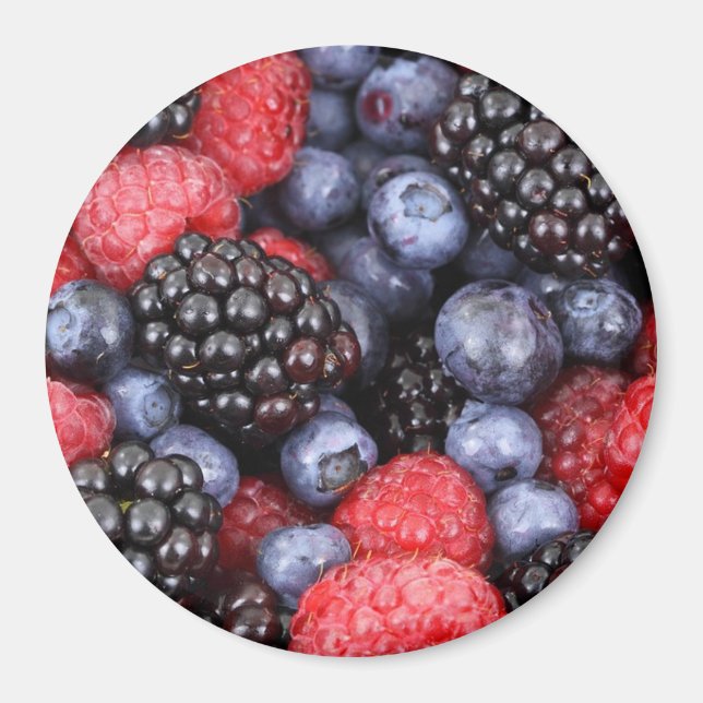 Black Raspberries and Blueberry Fruit Magnet (Front)