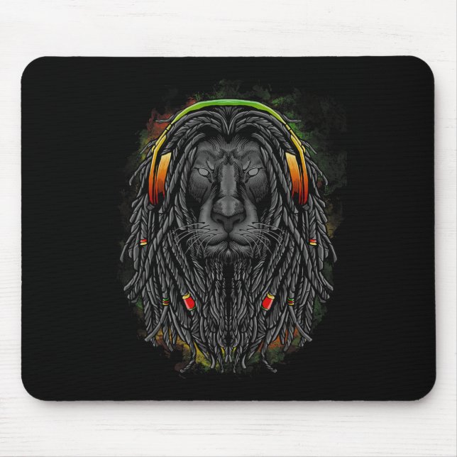 Black Rasta Lion With Dreads - Show Your Pride  Mouse Pad (Front)