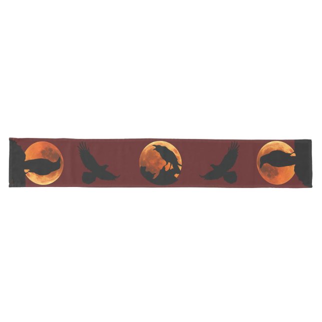 Black Raven and Blood Red Moon Table Runner (Horizontal)