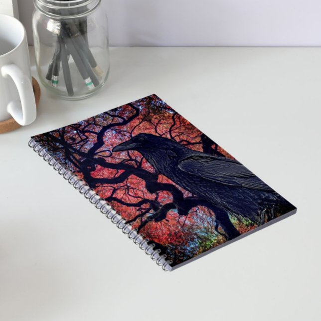 Black Raven and Gnarly Japanese Maple Notebook (In Situ)