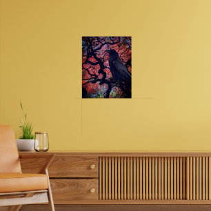 Black Raven and Gnarly Japanese Maple Poster