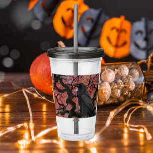 Black Raven and Gnarly Japanese Maple Tree Acrylic Tumbler