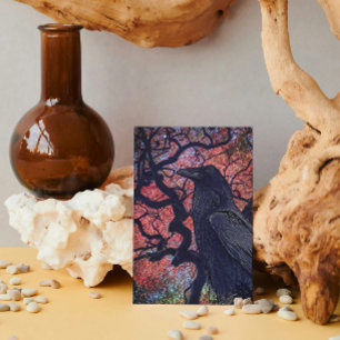 Black Raven and Gnarly Japanese Maple Tree Card