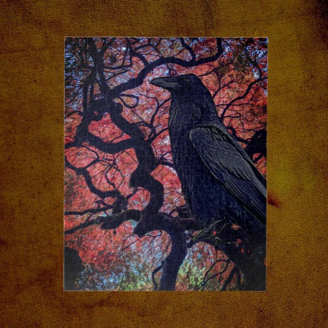 Black Raven and Gnarly Japanese Maple Tree Jigsaw Puzzle (In Situ)