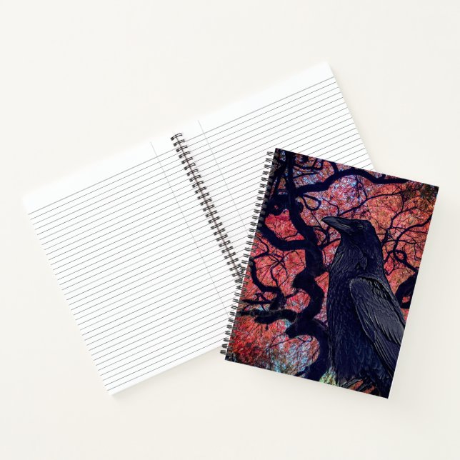 Black Raven and Gnarly Japanese Maple Tree Notebook (Inside)