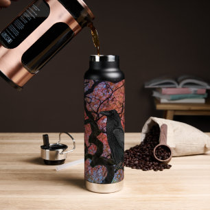 Black Raven and Gnarly Japanese Maple Tree Water Bottle
