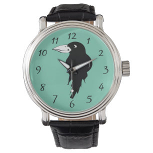 Black Raven Bird Illustration Watch