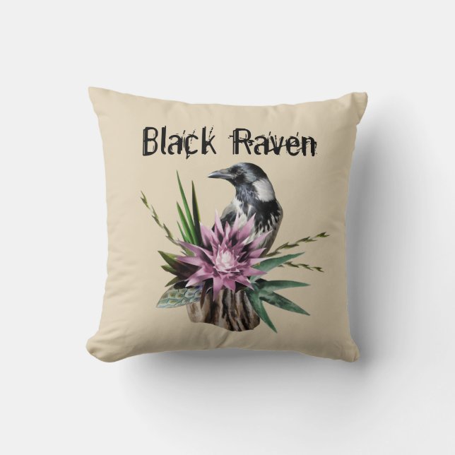 Black Raven Cushion (Front)