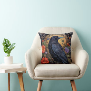 Black Raven Dark Gothic Cushion