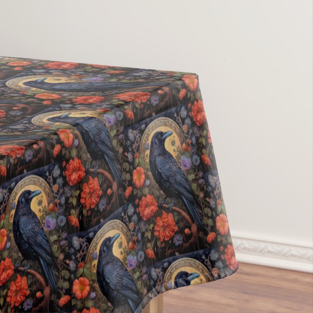 Black Raven Dark Gothic Pattern Tablecloth (In Situ)