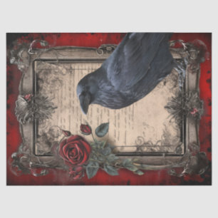 Black Raven Floral Tissue Paper