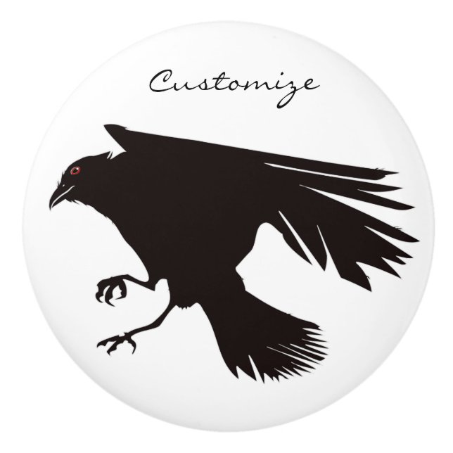 Black Raven Flying Thunder_Cove Ceramic Knob (Front)