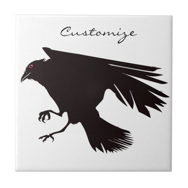 Black Raven Flying Thunder_Cove Ceramic Tile (Front)