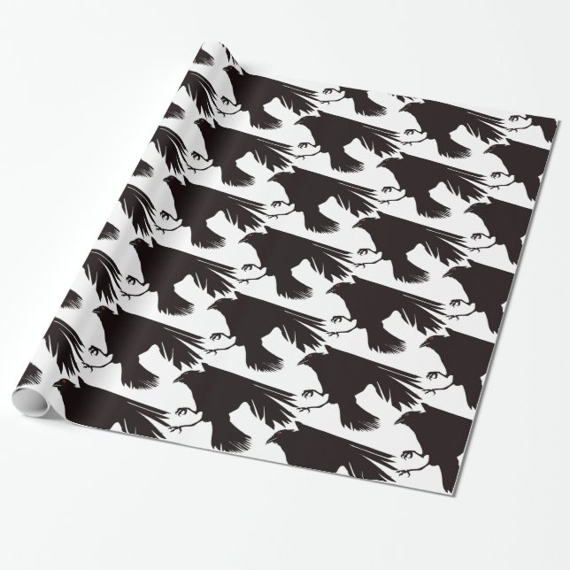 Black Raven Flying Thunder_Cove Wrapping Paper (Unrolled)