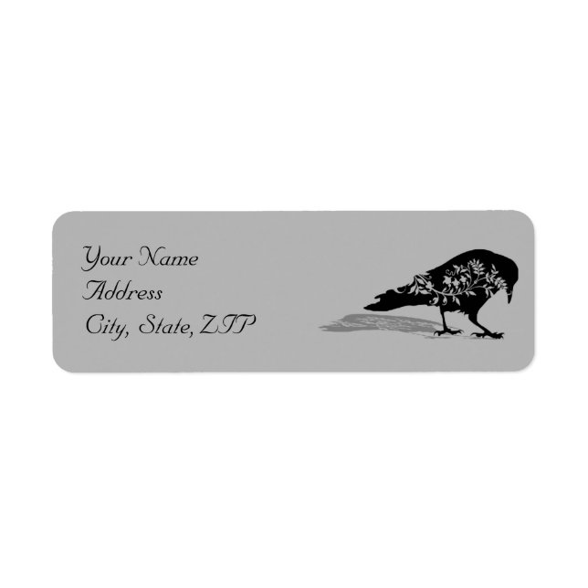 Black Raven Gothic Frame Return Address Label (Front)