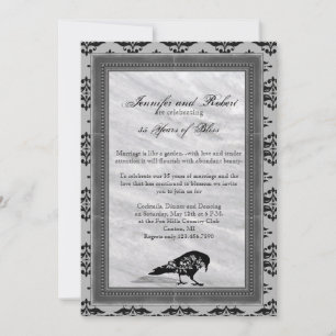 Black Raven Gothic Frame Wedding Anniversary Invitation