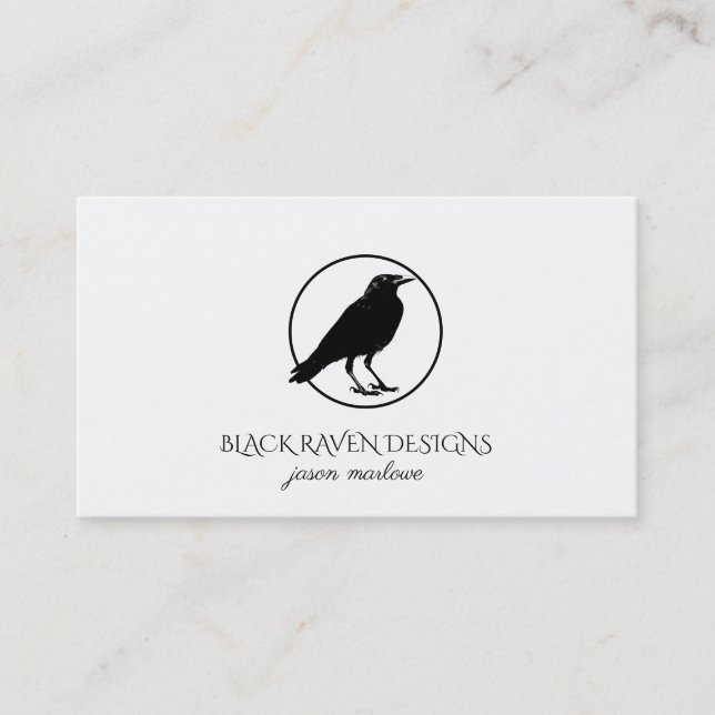 Black Raven In Circle Business Card (Front)