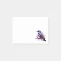 Black Raven on a Branch Illustration