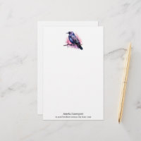 Black Raven on a Branch Illustration