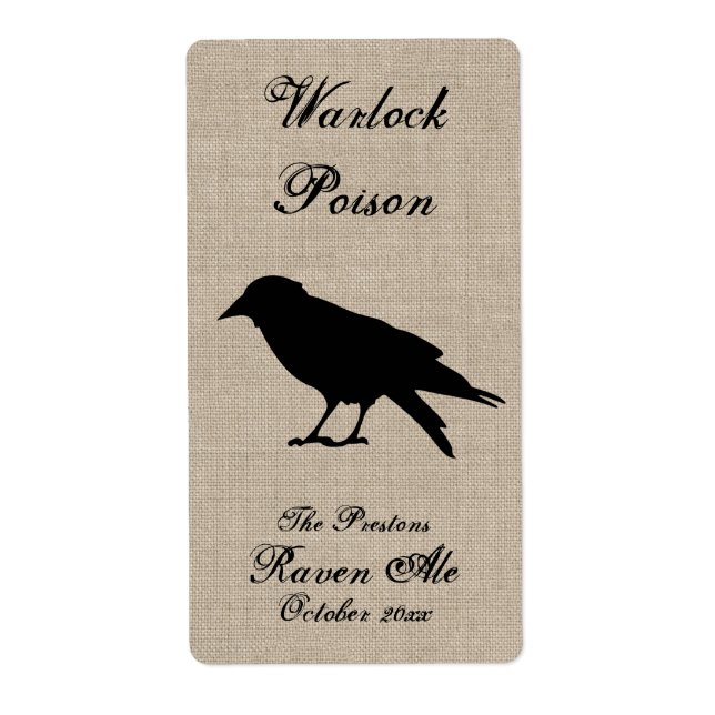 Black Raven on Burlap Beer Label (Front)