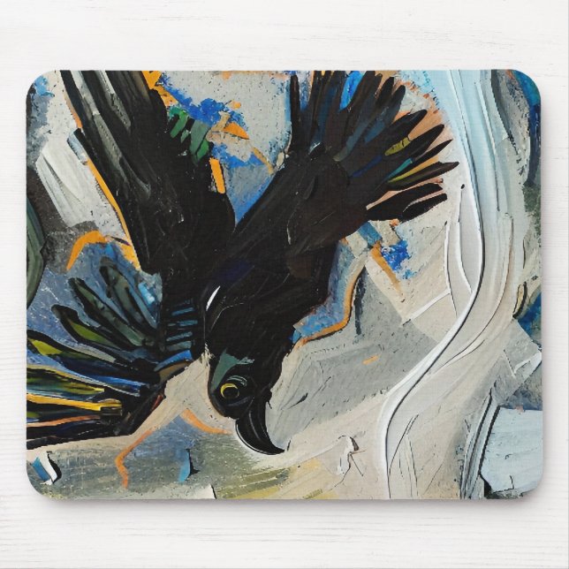 Black raven painting mouse pad (Front)