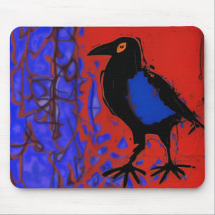 Black raven painting mouse pad