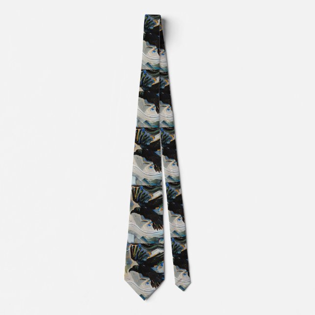 Black raven painting tie (Front)