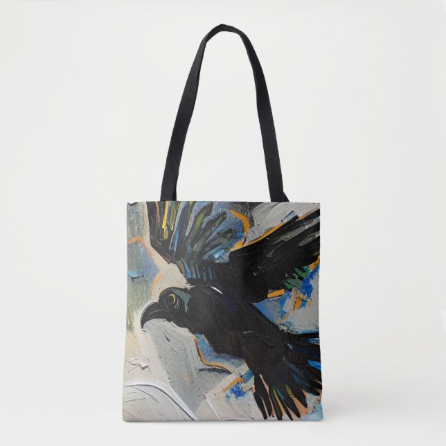 Black raven painting tote bag (Front)