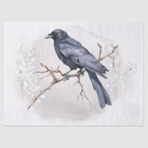 Black Raven Rose Whimsical Watercolor Tissue Paper