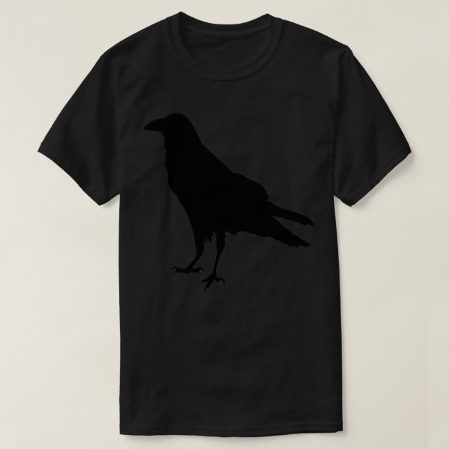 Black Raven Silhouette Illustration Crow Artwork T-Shirt (Design Front)