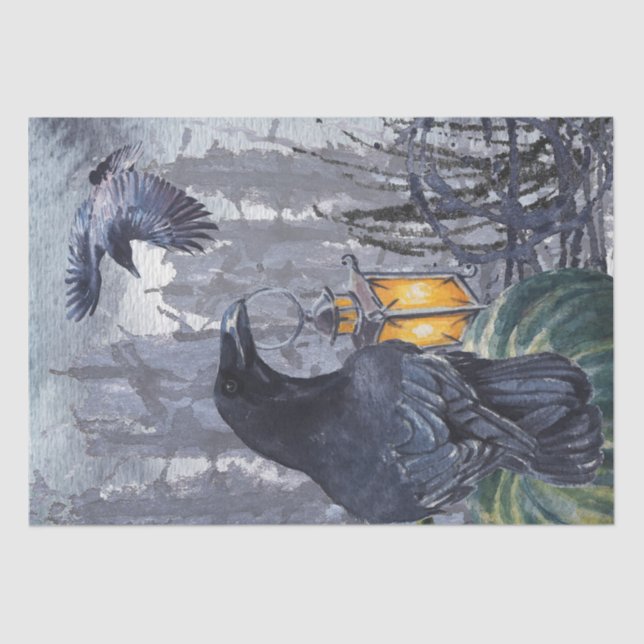 Black Raven Watercolor Tissue Paper (Front)
