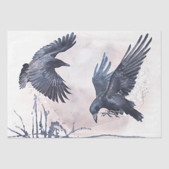 Black Raven Watercolor Tissue Paper (Front)