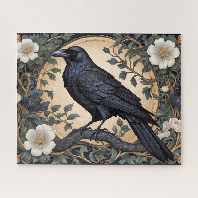 Black Raven William Morris Inspired Jigsaw Puzzle (Horizontal)