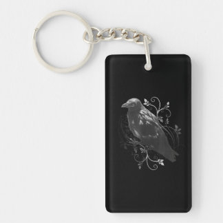 Black Raven With Filigree Leaves Odin Vikings Dark Key Ring