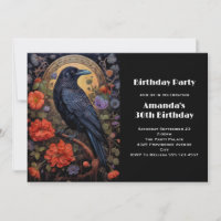 Black Raven with Flowers Gothic Design Birthday