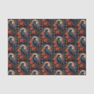 Black Raven with Flowers Gothic Design Tissue Paper