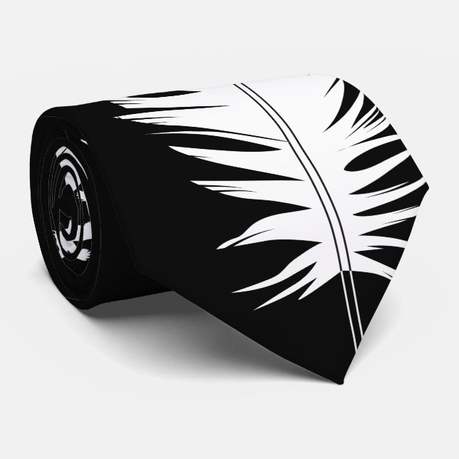 Black, Ravens and Feather Tie (Rolled)