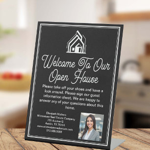 Black Real Estate Company Customised Open House Pedestal Sign