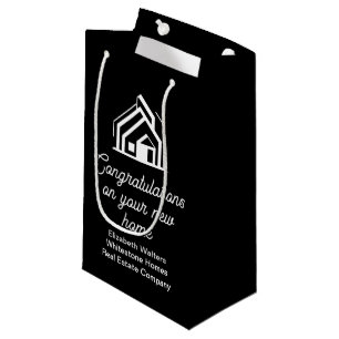 Black Real Estate Company Modern Custom Realtor Small Gift Bag