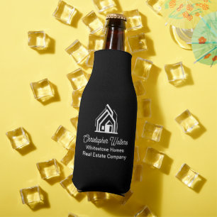 Black Real Estate Company Personalized Realtor Bottle Cooler